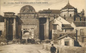 Postcard Spain Cordoba Entrance gate towards Roman bridge