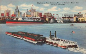 NEW ORLEANS LOUISIANA FEDERAL BARGE LINE POSTCARD 1944