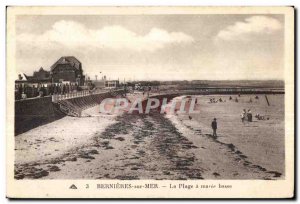 Old Postcard Bernieres sur Mer Beach at low tide