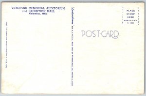 Columbus Ohio 1950s Postcard Veteran Memorial Auditorium