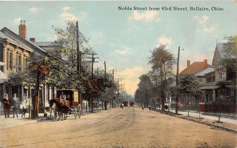 E89/ Bellaire Belmont Ohio Postcard c1910 Noble Street 43rd Delivery Wagon 6