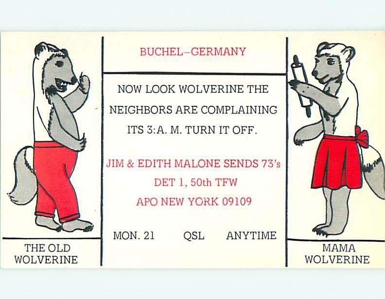 Wolverine - Qsl Cb Ham Radio Card Buchel Germany t8693