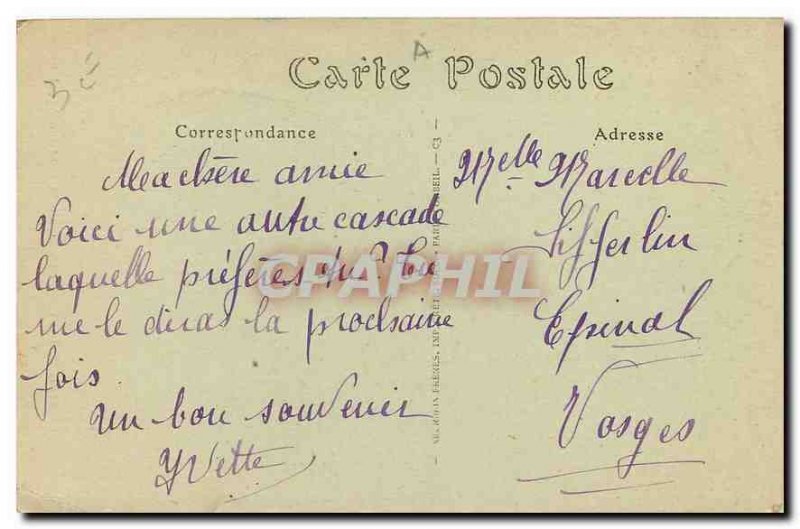 Old Postcard The Martinique cascade fountain absalon