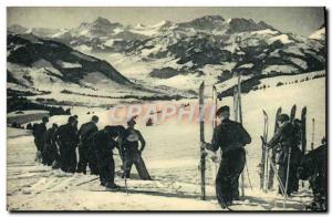 Old Postcard of Sports Ski & # 39hiver Here the companions of France