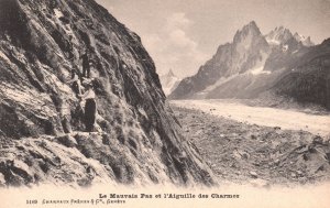 Le Mauvais Pas Et L'Aiguille Des Charmos Steep Mountain Climb Vintage Postcard