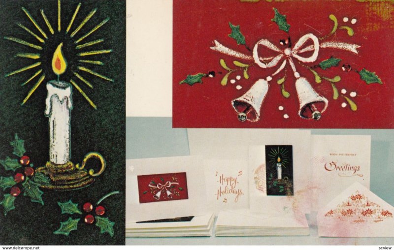 CHRISTMAS decoration , 1950-60s ; Hand painted greeting cards