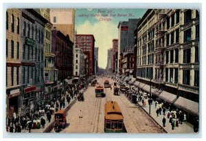 1911 State Street Looking North From Van Buren St. Trolley Chicago IL Postcard