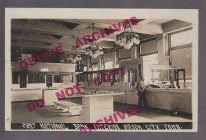 Mason City IOWA RPPC c1910 INTERIOR FIRST NATIONAL BANK Advertising Customer IA