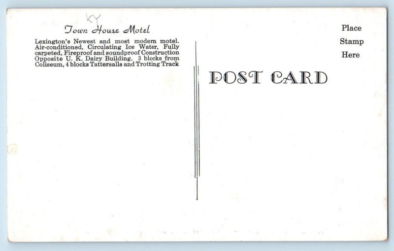 Lexington Kentucky Postcard Town House Motel Limestone Rose 1940 Vintage Antique