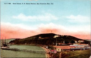 Postcard Goat Island, US Naval Station, San Francisco Bay, California