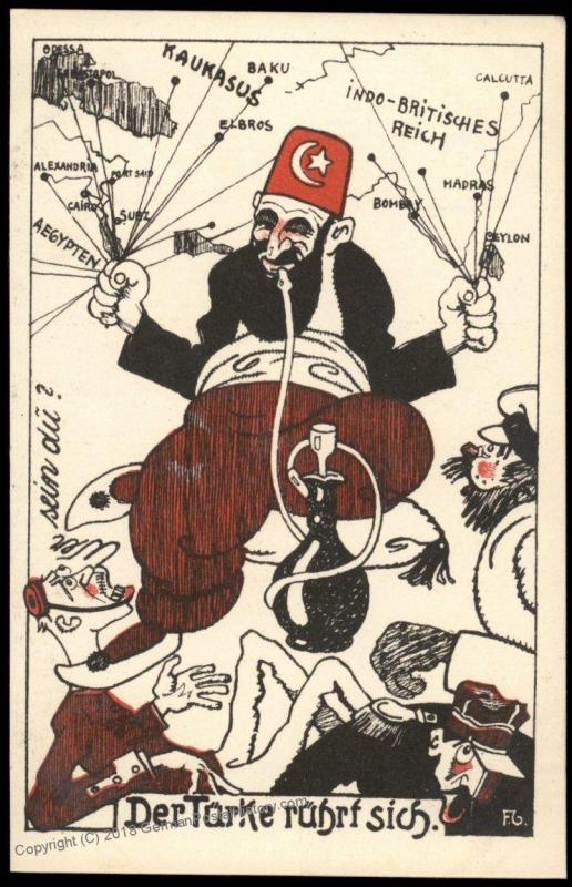 Germany WWI Ottoman Turkish Unity Patriotic Card The Turk Stirs 81132