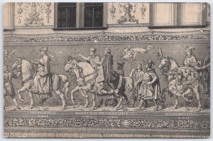 Vintage Dresden Fürstenzug Postcard by Max Köhler - Historic German Mural