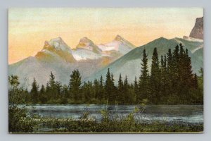 Three Sisters Bow River Valley Canmore Alberta Canada UNP Unused DB Postcard H16