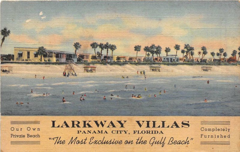 LARKWAY VILLAS PANAMA CITY FLORIDA MOTEL ADVERTISING POSTCARD (c. 1940s)