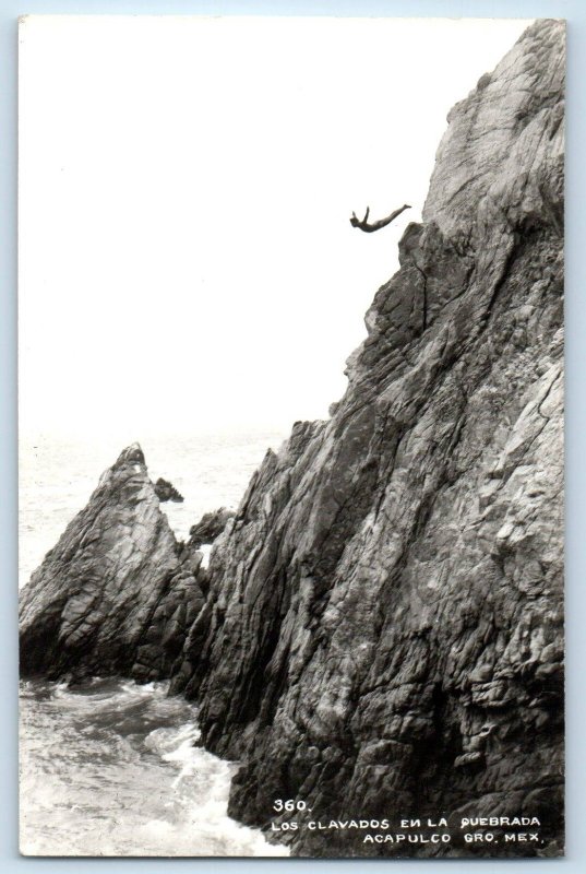Acapulco Mexico Postcard Cliff Diving in the Ravine c1930’s RPPC Photo