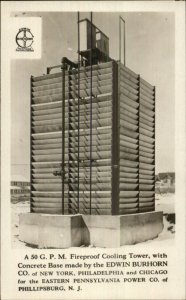 Phillipsburg NJ Edwin Burhorn Co Fireproof Cooling Tower Real Photo Postcard