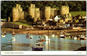 Conwy Castle And Harbour Waterfront Boating Facilities Water Sports Postcard