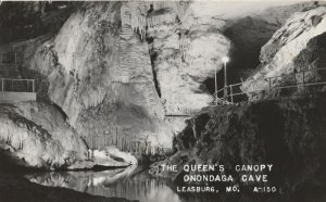 VINTAGE POSTCARD THE QUEEN'S CANOPY ONONDAGA CAVE LEASBURG MISSOURI RPPC