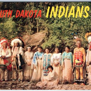 c1960s South Dakota Sioux The Colorful Chrome Postcard Traditional Dress A103
