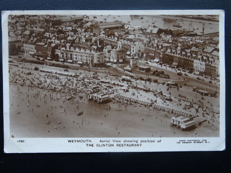 Dorset WEYMOUTH Aerial View Locating THE CLINTON RESTAURANT - Old RP Postcard