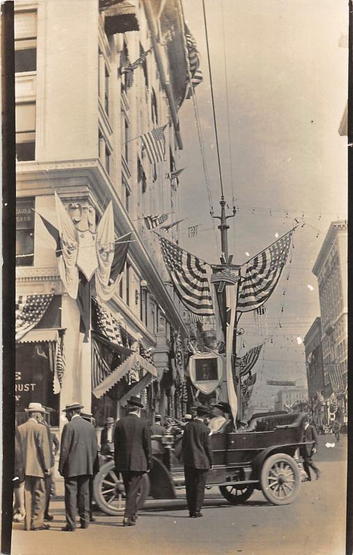 F29/ Denver Colorado RPPC Postcard c1910 Parade Patriotic Automobile 