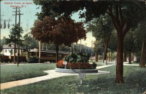 Vineland New Jersey NJ Electric Trains at Train Station Depot c1910 Postcard