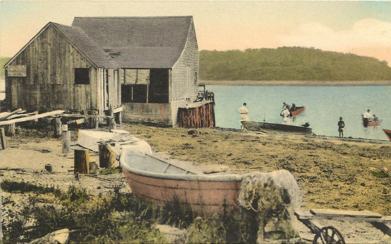 Hand Colored Postcard A Bit Of Stage Harbor Chatham Cape Cod MA Albertype