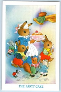 Willy Signed Postcard The Party Cake Salmon Dressed Anthropomorphic Animals