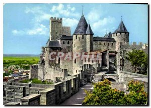 Postcard Modern Cite in Carcassonne general view on the Chateau Comtal Aude G...