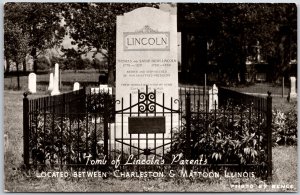 Tomb Of Lincoln's Parents Charleston & Matton Illinois Real Photo RPPC Postcard