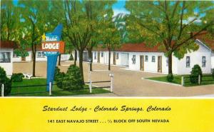 Colorado Springs Colorado 1940s Stardust Lodge roadside Postcard Singleton 4698