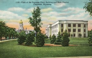 Vintage Postcard Vista Supreme Court State Capitol Building Cheyenne Wyoming WY