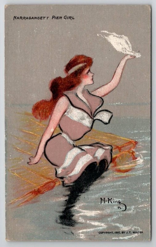 Narragansett Pier Girl A/S Harrison King Bathing Beauty Postcard P28