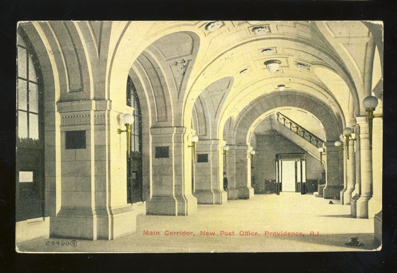 Providence, Rhode Island/RI Postcard, Main Corridor, New Post Office, 1908!