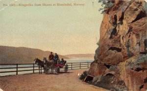 Ringerike Norway horse buggy view from Skaret at Humledal antique pc BB2478