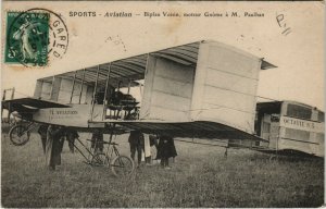 PC CPA AVIATION, M- PAULHAN, BIPLAN VOISIN, Vintage Postcard (b24518)