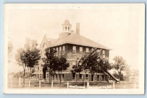 Bridgewater South Dakota SD Postcard RPPC Photo High School Building 1938 Posted