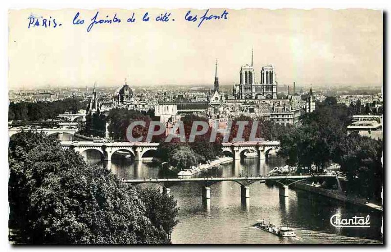 CARTE Postale Old Paris Pointe de la Cite and Bridges