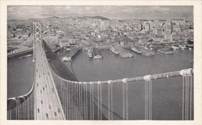 California San Francisco Oakland Bay Bridge Looking From Bridge Tower