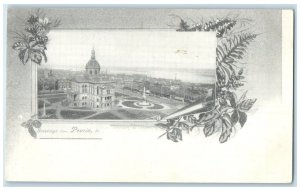 Peoria Illinois IL Postcard Greetings View Of Court House Building Monument