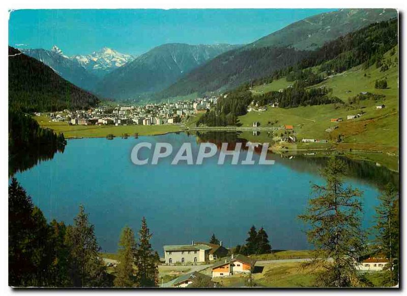 Modern Postcard Blick auf Davos Davosersee Tinzenhorn