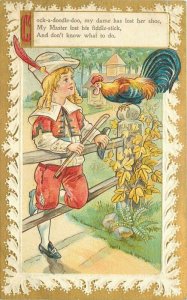 C-1910 Nursery Rhyme Cock A doodle Doo Fancy Border Postcard 20-6513