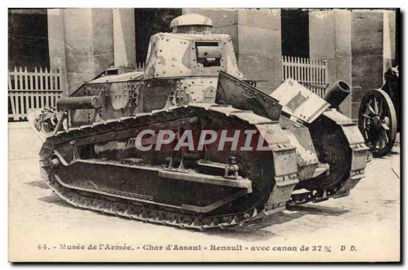 Postcard Old Army Tank Paris Musee de l & # 39armee Char d & # 39assaut Renau...