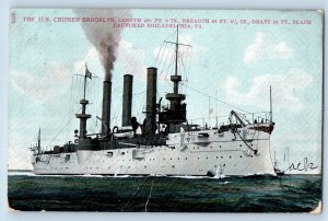 Philadelphia Pennsylvania Postcard US Cruiser Brooklyn Warship Battleship c1910