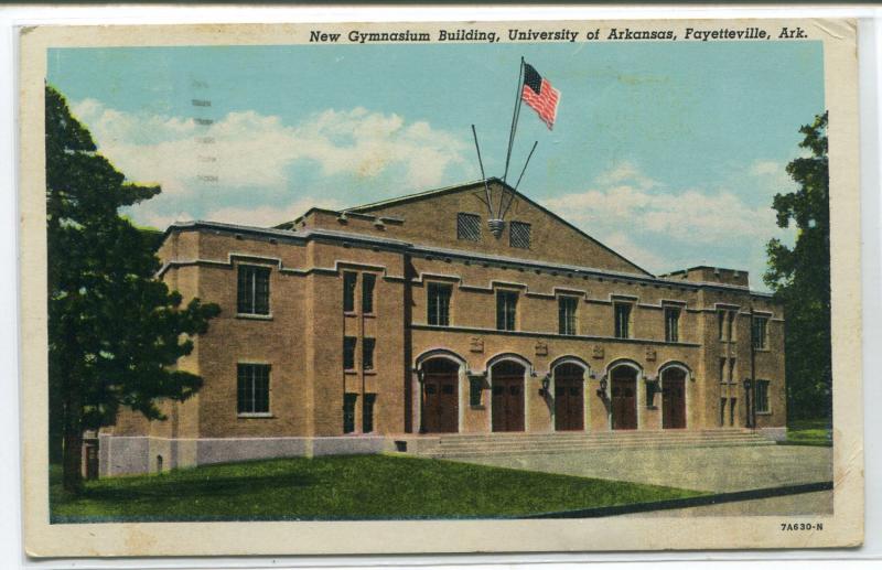 Gymnasium University of Arkansas Fayetteville AR 1946 postcard