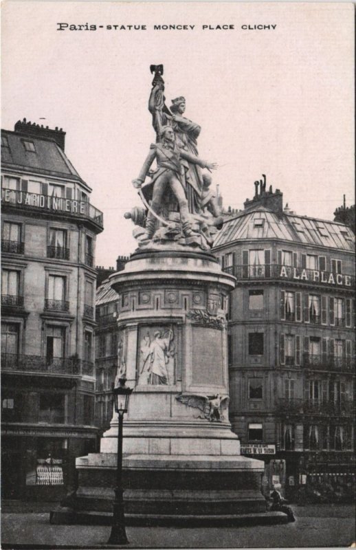 CPA PARIS 17e Place Clichy Statue Moncey (998880)