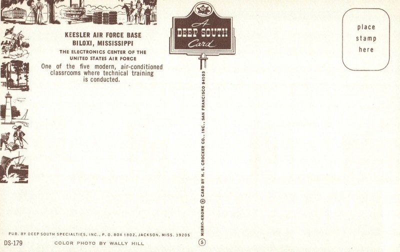 Carte Ancienne Reproduction – Base Aérienne Keesler, MS 1950 – Vintage