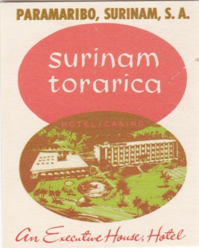 Surinam Paramaribo Torarica Hotel Casino Vintage Luggage Label lbl0137