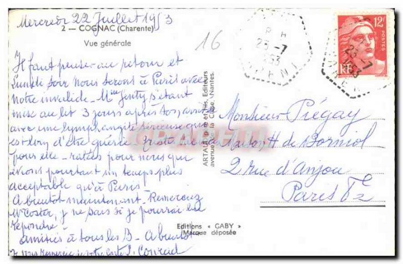 Postcard Old Cognac Charente general view