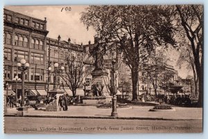 Hamilton Canada Postcard Queen Victoria Monument Gore Park c1910 Antique